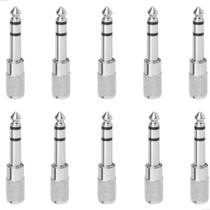 Kit 10 Adaptador 3,5 mm Fêmea p/ 6,35 mm P10 Macho