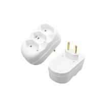 Kit 10 Adaptador de Tomada Benjamim Tripolar 3 Saídas Reto Tomada Tripla 2P 10A 250V Com Inmetro