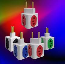 Kit 10 Adaptador de Tomada Cubo Colorido 4 Entradas 10A 20A