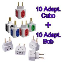 Kit 10 Adaptador de Tomada Cubo Colorido e 10 Adaptador Benjamin Bob Esponja Universal 4 Entradas 10A 20A