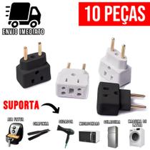 Kit 10 Adaptador de Tomada Ultra Resistente Porcelana para Secador Air Fryer Benjamin Bivolt 10A 20A