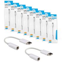 Kit 10 Adaptador Fone P2 para USB Tipo-C com Chip DAC Revenda Atacado