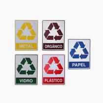 Kit 10 Adesivos em Vinil Lixo Lixo Reciclável Sinalização Organização - Lixo Reciclável - Adesivo para lixeira