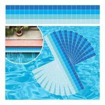 Kit 10 Adesivos Piscina Vinílico Degradê Pastillha Azul 100x30cm