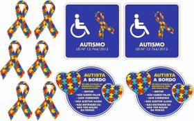 Kit 10 Adesivos Símbolo Autista PCD compatível Carro