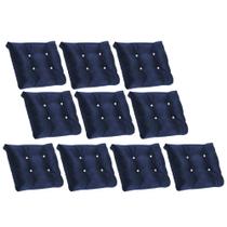 Kit 10 Almofada Com Botão Strass Para Poltrona Costela com Enchimento Suede Azul Marinho - Ahazzo Móveis