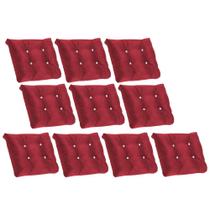 Kit 10 Almofada Com Botão Strass Para Poltrona Costela com Enchimento Suede Vermelho - Ahazzo Móveis