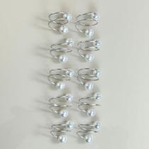 Kit 10 Anéis para Guardanapos Pérola Duas Voltas Metal e Acrílico Mesa Posta Prata Kit 10 Anéis para Guardanapos Pérola Duas Voltas Metal e Acrílico Mesa Posta Prata