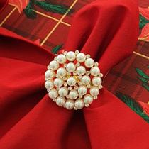 Kit 10 Anéis Porta Guardanapo Argola Prendedor Mesa Posta Mandala de Pérolas