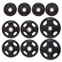 Kit 10 Anilhas Elite Emborrachada 4 Grips 50kg Kit 10 Anilhas Elite Emborrachada 4 Grips 50kg