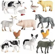 Kit 10 Animais Da Fazenda Safari Zoo Pequenos De Borracha animais fazenda