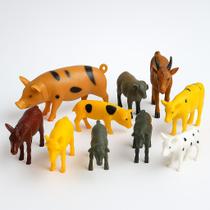 Kit 10 Animais Da Fazenda Safari Zoo Pequenos De Borracha