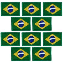 Kit 10 Apliques Bandeira do Brasil 3,5x2,5cm Patch Bordado