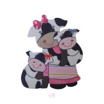 Kit 10 Apliques Patchwork Pano Prato Diy - Vaca Com Filhotes