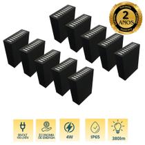 Kit 10 Arandela Duo Led 4w Ip65 3000k Branco / Preto 2 Fachos Duplo