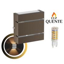 Kit 10 Arandela Slim 2 Frisos 12X12X4cm Bivolt Com Lâmpada G9 Interna Externa Muro Parede - 103