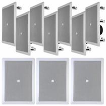 Kit 10 Arandelas Caixa de Som JBL 6W21RT Retangular 25 Watts Rms Embutir Teto Gesso 8 Ohms Branca