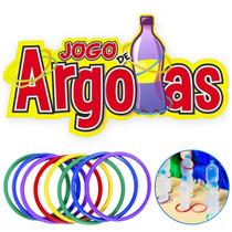 Kit 10 Argolas Coloridas Brinquedo Educativo Jogo Festa Junina + Painel Decorativo