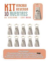 Kit 10 Aventais Unissex Impermeáveis com Toalha Lateral Cozinha Revenda Atacado Bege Kit 10 Aventais Unissex Impermeáveis com Toalha Lateral Cozinha Revenda Atacado Bege