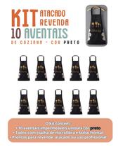 Kit 10 Aventais Unissex Impermeáveis com Toalha Lateral Cozinha Revenda Atacado Preto Kit 10 Aventais Unissex Impermeáveis com Toalha Lateral Cozinha Revenda Atacado Preto