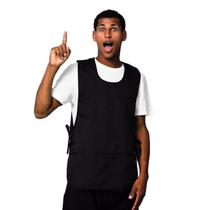 Kit 10 Avental Bata Oxford Liso Preto Frente e Costa Com 2 Bolsos LojaLoja