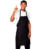 Kit 10 Avental Com Bolso Grande Preto Liso Oxford Lojaloja Frontal