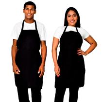 Kit 10 Avental Frontal Com Bolso Grande Preto Oxford Liso Lojaloja