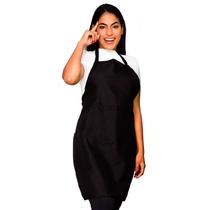 Kit 10 Avental Frontal Liso Preto Oxford Com Bolso Grande Lojaloja