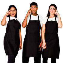 Kit 10 Avental Lojaloja Preto Com Bolso Grande Liso Oxford Frontal