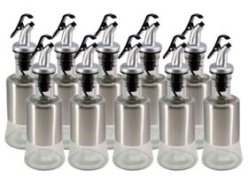 Kit 10 Azeiteiro Vinagreiro Recipiente em Vidro e Inox com Bico Dosador