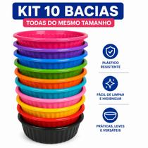 Kit 10 Bacias Caneladas Plásticas Redondas 750ml Coloridas Empilháveis Multiuso Cozinha Organização Kit 10 Bacias Caneladas Plásticas Redondas 750ml Coloridas Empilháveis Multiuso Cozinha Organização