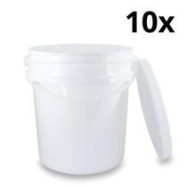 Kit 10 Baldes Plástico 5L Atóxico com Tampa Hermética e Alça para Armazenamento Alimentos Bebidas