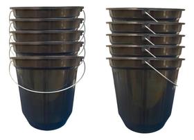 Kit 10 Baldes Plástico 7 Litros Alça Reforçada - Ata Preto