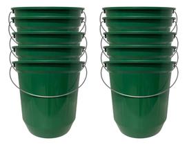 Kit 10 Baldes Plástico 7 Litros Alça Reforçada - Ata Verde