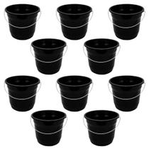 Kit 10 Baldes Preto Reforçado com Alça de Ferro Kit 10 Baldes Preto Reforçado com Alça de Ferro