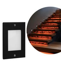 Kit 10 Balizador de Embutir Escada Parede Preto 4x2 Alumínio