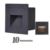 Kit 10 Balizador De Parede Led Preto Embutido Externo Lup51