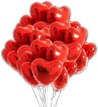 Kit 10 Balões Coração Metalizado 45cm com Palito