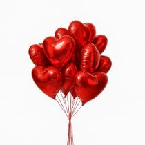 Kit 10 Balões Coração Metalizados Decoração Romântico Namorados