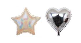 Kit 10 Balões Metalizado 05 Estrelas E 05 Corações