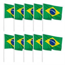 Kit 10 Bandeiras Haste Plástico 45X32cm Vidro Carro Copa Brasil