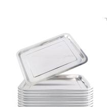 Kit 10 Bandeja Aço Inox Retangular 40x30 Rasa Restaurante