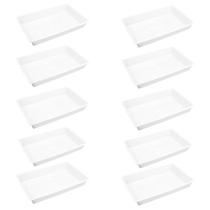 Kit 10 Bandeja Plástica 17 Litros Branca Retangular Plasvale