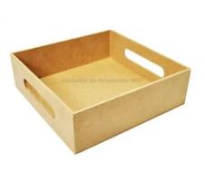 Kit 10 Bandeja Quadrada com Alça Lateral 17x17x5 Mdf Madeira