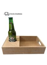 Kit 10 Bandeja Retangular M Lisa Com Suporte Para 2 Garrafas e Alça Para Cesta De Café Da Manhã 30x20x6