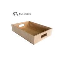 Kit 10 Bandeja Retangular M Lisa Para Café Da Manhã Com Alça 30x20x6 MDF CRU