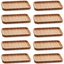 Kit 10 Bandejas de Bambu Retangulares para Cozinha 20x10cm Petisqueiras Multiuso Hire Lyor