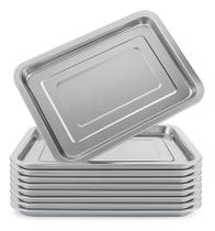 Kit 10 bandejas inox cafe retangular 40x30cm rasa travessa restaurante salada porcao bar mesa grande Kit 10 bandejas inox cafe retangular 40x30cm rasa travessa restaurante salada porcao bar mesa grande
