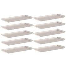 Kit 10 Bandejas para Servir Retangulares Bege 27x12cm Flow Restaurante Lanchonete