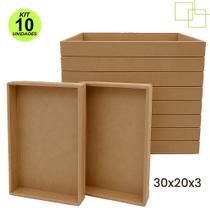 Kit 10 Bandejas Retangulares em MDF 30x20x3 Decoração e Organização Artesanato